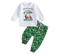 AliveBabe Toddler Clothing Newborn Baby Clothes Boy Golf Outfits Classic Long Sleeve Letter Print Sweatshirt + Pants Set Toddler Warm Clothes (Green, 2-3T)