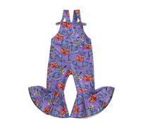 AliveBabe Toddler Overalls Baby Girl Halloween romper Flare Jumpsuit Ghost/Pumpkin Print Sleeveless Bell Bottom Pants Baby Clothes (Halloween A Purple, 6-12 Months)