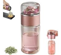 Alivefuser - Alivefuser Tea Infuser, Portable 3-in-1 Smart Tea Maker, Double Wall Glass Travel Mug with Stainless Steel Filter, Leakproof for Loose Leaf Infusions & Fruit Infused (Rose Gold, 280ml)