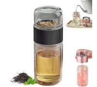 Alivefuser Tea Infuser, 3 in 1 Portable Double Layered Tea Maker - Glass Infuser Cup with Filter & Lid for Loose Leaf, Ideal for Travel, Office, and Daily Use(Black)