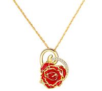 AliveRose Real Rose Gold Dipped Necklace Gifts for Women, 24K Gold Rose Pendant Necklace Jewelry Mothers Day Anniversaries Birthday Christmas Special Occasions Gifts for Her Mom Wife Girlfriend, Gold