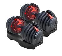 Alivio 10-in-1 Adjustable Dumbbell, 24kg Space Saving Gym Equipment Design with 1-Second Adjustment & Secure Locking(Pack of 2 Pc)