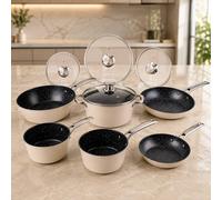Alivio 10-Piece Non-Stick Aluminium Cookware Set for All Cooktops in Beige Alivio Beige