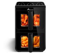 Alivio 10L Dual Zone Digital Air Fryer - 2 Independent Baskets, Visual Window Smart Touch Panel with Rapid Hot Air Technology 1700W (Black)