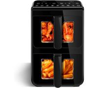 Alivio 10L Dual Zone Digital Air Fryer 2 Independent Baskets, Visual Window Smart Touch Panel with Rapid Hot Air Technology 1700W (Black)