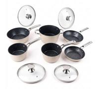 Alivio 10Pc Aluminum Alloy Cookware Set, Compatible with All Cooktops - Induction, Gas, Electric & Halogen - Dishwasher Safe, Non-Stick & Easy to Clean