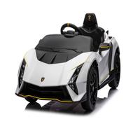 Alivio 12V Electric Ride On Lamborghini Car for Kids with 2.4GHz Remote Control, Licensed Battery Powered Toy Car with LED Headlights, Safety Belt & Music for Toddlers Aged 3-7 Years (White)