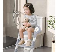 Alivio 2-in-1 Kids Potty Training Seat with Adjustable Ladder, Toddler Foldable Potty Trainer - Non-Slip & Secure Handles Children Toilet Seat 2-7 Yrs