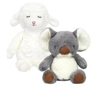 Alivio 2 Pcs Plush Soft Toy Combo Set Lamb & Koala, Ultra Soft Stuffed Animals for Kids, 4-Modes Music Breathing Cuddly Hugging Toys for Sleeping, Birthday Gift (Grey & White, Pack of 2)