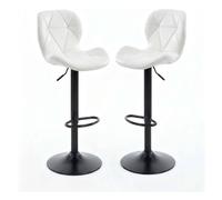 Alivio 2-Piece Modern Faux Leather Adjustable Bar Stool Backrest Bar Chairs in White Alivio White