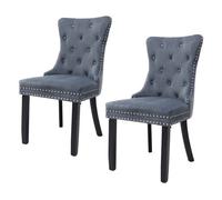 Alivio 2-Piece Set Luxury Velvet Dining Chairs With Ring Pull (Grey)