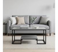 Alivio 2-Tier Modern Industrial Coffee Table with Metal Frame & Wooden Top Dual Storage Shelves, Home & Office (Grey)