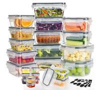 Alivio 24Pc Food Storage Containers, Meal Prep Containers with Leakproof Lid, Airtight Lunch Box, Microwave, Oven, Freezer & Dishwasher Storage Box Multiple Size (Transparent, Set of 24pc)