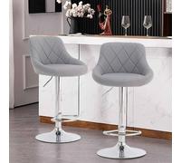 Alivio 2x Premium Luxury Chrome Bar Stools Set in Grey Alivio Grey