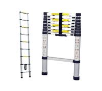 Alivio 3.2M Heavy-Duty Telescopic Aluminium Extension Ladder with Safety Lock & Non-Slip Feet 150kg in Silver Alivio Silver