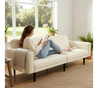 Alivio 3-In-1 Convertible Sofa Bed Adjustable Futon Couch Detachable Arm (Cream)