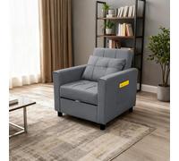Alivio 3-in-1 Convertible Sofa Bed Chair with Adjustable Backres, Compact Single Sofa for Home & Office (Dark Grey)