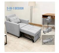 Alivio 3-in-1 Convertible Sofa Bed Chair with Adjustable Backrest , Compact Single Sofa for Home & Office (Light Grey)