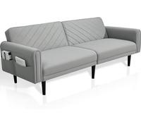 Alivio 3-in-1 Convertible Velvet Sofa Bed with Adjustable Couch in Grey Alivio Grey