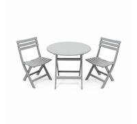 Alivio 3-Piece Folding Bistro Set with Round Table & 2 Chairs Compact Outdoor Garden Furniture in Grey Alivio Grey