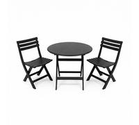 Alivio 3-Piece Folding Bistro Set Space Saving Patio Table & 2 Chairs (Black)