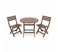Alivio 3-Piece Folding Bistro Table & Chairs Set, Foldable Space-Saving Patio Furniture Set w/ Round Table & 2 Chairs, Durable Indoor Outdoor Cafe Alivio Brown