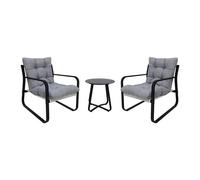 Alivio 3 Piece Patio Bistro Set, 2 Chairs & Coffee Table (Grey) in Grey | Size: 3 Seater Alivio Grey 3 Seater