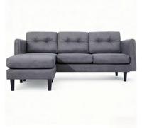 Alivio 3-Seater Modern L-Shaped Sectional Sofa With Movable Chaise (Grey)