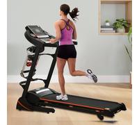 Alivio 3-Speed Auto-Incline Multifunctional Treadmill with 6.5in LCD Display & 2 Barbell Running Fitness Gym Machine in Black | Size: 0-2 Alivio Black 0-2