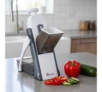Alivio Multifunctional Spring Slicer - Vegetable Slicer, Dicer, Julienne, Stick Cutter with Stainless Steel Blade & 4 Cutting Modes, Safe & Unique Kitchen Gadgets (Grey)