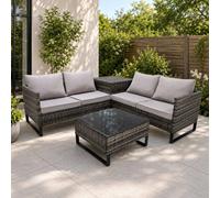 Alivio 4-Piece Grey Garden Sofa Set with Integrated Storage & Coffee Table | Size: 130 cm x 60 cm Alivio Grey 130 cm x 60 cm