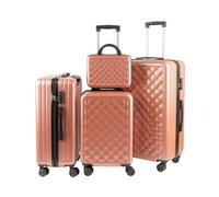 Alivio 4 Piece Luggage Set, Lightweight Hard Shell ABS Suitcase, 3-Stage Adjustable Telescopic Handle Trolley 14, 20, 24, 28in (Pack of 4 Pc, Rose Gold)