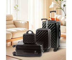 Alivio 4 Piece Luggage Set Lightweight Hard Shell ABS Suitcase (Black)
