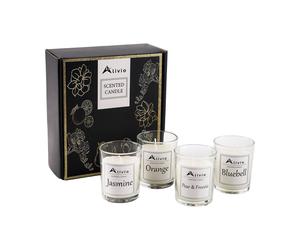 Alivio 4Pc Natural Soy Wax Aromatherapy Scented Candles Home Decor Relaxation in White Alivio White