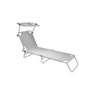 Alivio 5-Level Adjustable Folding Recliner Sun Lounger with Sunshade in Light Grey Alivio Light Grey
