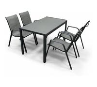 Alivio 5 Piece Metal Outdoor Patio Dining Set with 4 Chairs & Table (Grey)