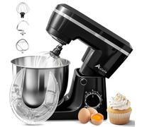 Alivio 5L Stand Mixer 1500W Heavy Duty Kitchen Mixer, 10+P Speed Control, Compact Electric Food Mixer with Dough Hook, Flat Beater & Whisk, Stainless Steel Bowl for Baking, Kneading & Whipping (Black)