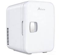 Alivio 6L Mini Fridge Portable Cold-Warm Electronic Refrigerator, Quiet & Energy Efficient Small Fridge for Bedroom, Office & Car, Skincare, Drinks & Cosmetics Storage with AC/DC Power (White)