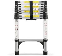 Alivio 8.5ft Telescopic Extension Ladder, Compact Aluminium Multi-Purpose Folding Step Ladder with Anti-Slip Stabilizer, 150kg