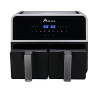 Alivio 9L Double Basket Digital Air Fryer 1500W, Smart Air Fryer 80-200°C with Timer for Vegetables, Fish, Shrimps, Ribs, Chicken Wings, Pizza, Chips (Black)