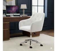 Alivio Adjustable Velvet Office Chair with Chrome Base & Wheels in White Alivio White