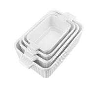 Alivio Ceramic Baking Dish Set - Oven Microwave & Dishwasher Safe (Set of 4) in White Alivio White