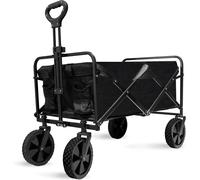 Alivio Collapsible Folding Wagon Cart Trolley with Adjustable Handle for Holiday Shopping Outdoor Camping (Black) in Black Alivio Black