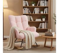 Alivio Comfortable Teddy Rocking Arm Chair For Nursery Bedroom Balcony (Pink)