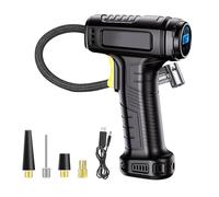 Alivio 12V Digital Tyre Inflator, Portable Car Tyre Pump 150 PSI w/ 4 Nozzle & Cooling System, Air Pump Tyre Inflation for Bikes, Football Alivio Black