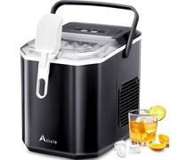 Alivio Countertop Ice Maker Machine, Portable Ice Maker 9 Cubes in 6 Mins, 30 Min Self-Cleaning with 1.2L Water Tank in Black Alivio Black