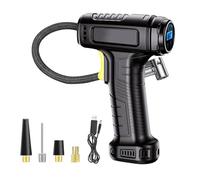 Alivio Digital Tyre Inflator 12V, Portable Car Tyre Inflator with 3 Nozzles & Adaptor, 150 PSI Air Pump for Bikes, Football, Accessories with LED Light (Gun Shape)