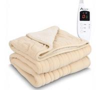 Alivio Electric Heated Blanket With 7 Heat Levels & 9 Timer Modes (Beige)