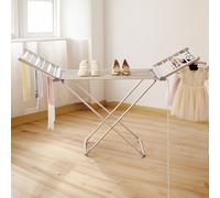 Electric Heated Clothes Dryer Folding Energy-Efficient Indoor Airer Wet Laundry Drying Rack Alivio Silver One Size