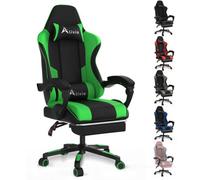 Alivio Ergonomic Gaming Chair With Massage Lumbar Cushion (Green)